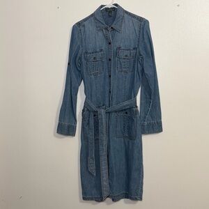 Lauren Ralph Lauren Sz 6 Denim Button Down Belted Midi Dress